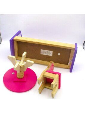 KidKraft Wooden Doll Furniture Set Bed Table  Chair  Bright Pink Purple Colors